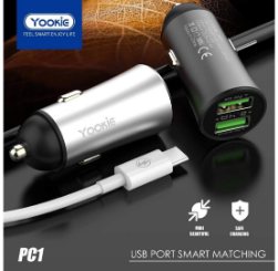 Yookie fast Car Charger PC1 12W 2output With Type C cable